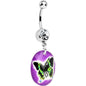 Purple Gem Black Butterfly Dangle Belly Ring