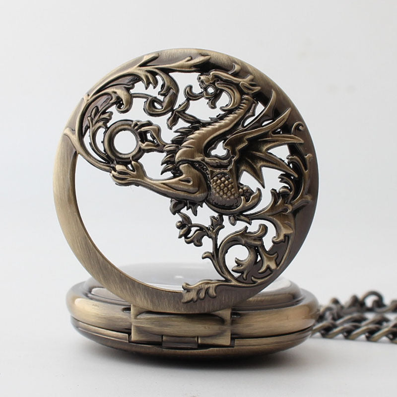 Pocket Watch Men's Flying Dragon Clamshell Hollow Roman Scale Pocket Watch