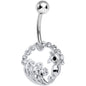 Crystalline Gem Paved Preening Peacock Belly Ring