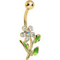 Crystalline Gem Aurora Flower Gold Plated Belly Ring