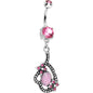 Double Pink Gem Love's Path Dangle Belly Ring