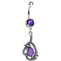 Double Violet Gem Love's Path Dangle Belly Ring