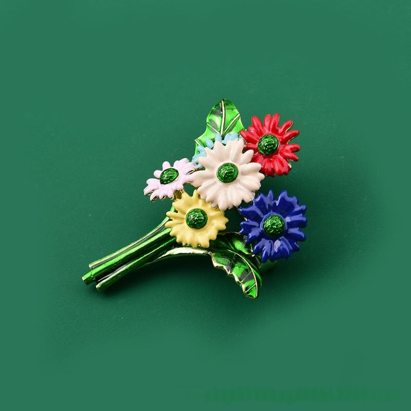 Plant And Flower Series Colorful Little Daisy Brooch