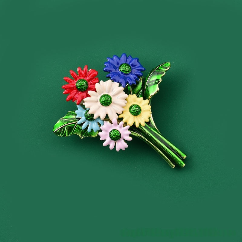 Plant And Flower Series Colorful Little Daisy Brooch