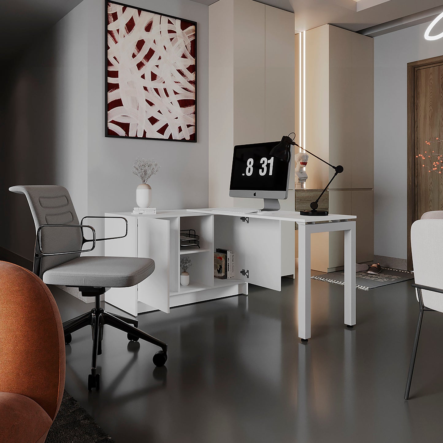 Rotable Desk 72-Inch Wide or Compact, Adjustable Workstation Two Directions