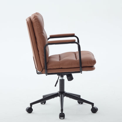 Office Chair,Mid Back Home Office Desk Task Chair with Wheels and Arms Ergono...
