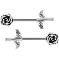 14G 5/8 Sprouting Rose Flower Barbell Nipple Ring Set