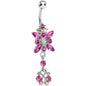 Pink Gem Dazzling Dangle Chandelier Belly Ring