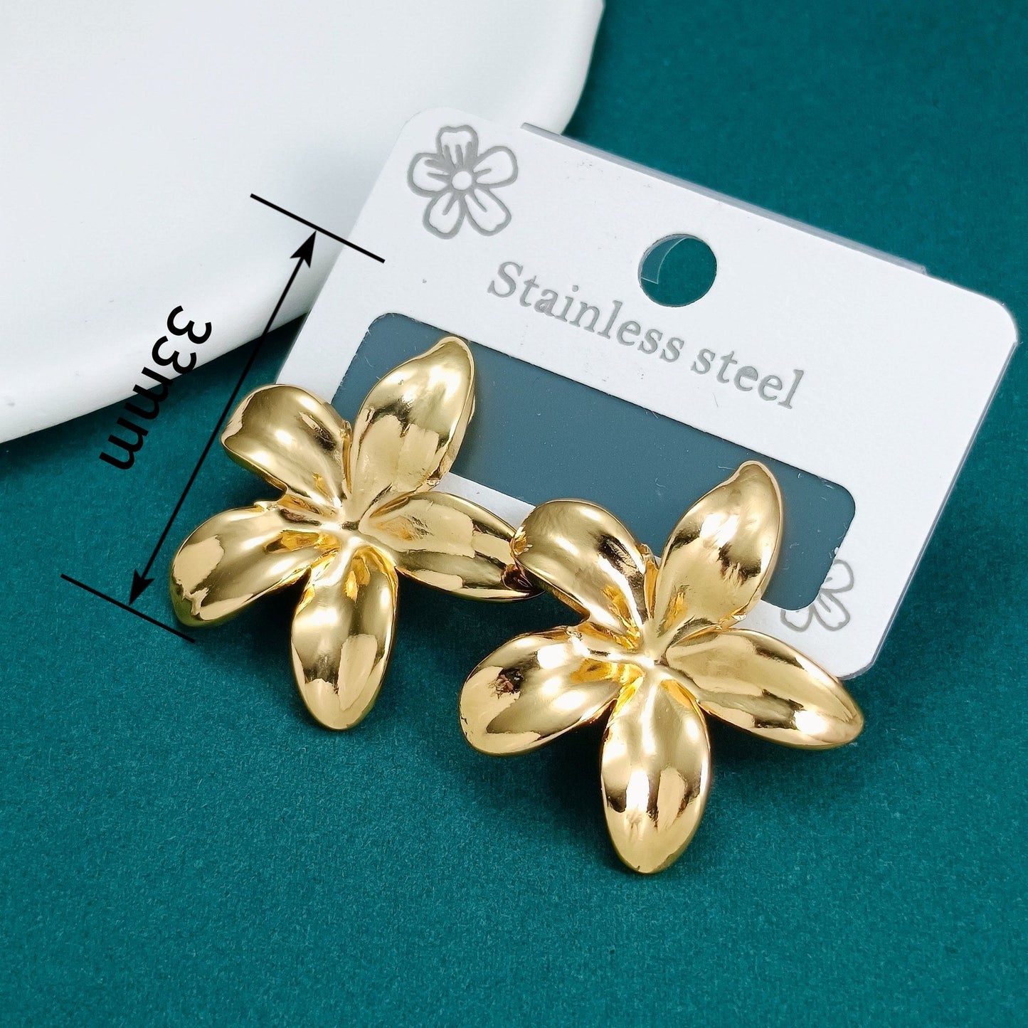 Double-layer Flower Stainless Steel Earrings Light Luxury With A Premium Feel