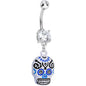 Double Clear Gem Day of the Dead Dangle Belly Ring