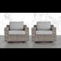 Outdoor Swivel Patio Chair Wicker Gray Aluminum 33in Cushioned