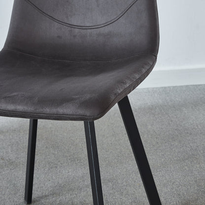 Dining Chair Mid-Century Modern Velvet Gray Metal Legs Set of 2