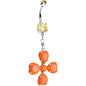 Orange Gem Neon Four Leaf Flower Dangle Belly Ring