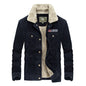 Stand collar corduroy men's loose large size jacket plus velvet thick coat