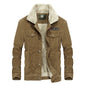 Stand collar corduroy men's loose large size jacket plus velvet thick coat