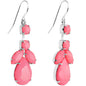 Faux Pink Stone Neon Leaf Vine Dangle Earrings