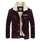 Stand collar corduroy men's loose large size jacket plus velvet thick coat