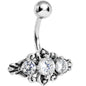 Silver 925 Crystalline Gem Silver Curlicue Belly Ring