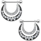 14G 5/8 Clear Gem Radiant Moonlit Night Nipple Shield Set