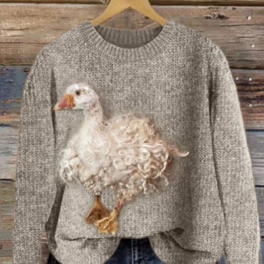 Womens Crew-Neck Sweatshirt With A Festive Pumpkin-Lantern Print
