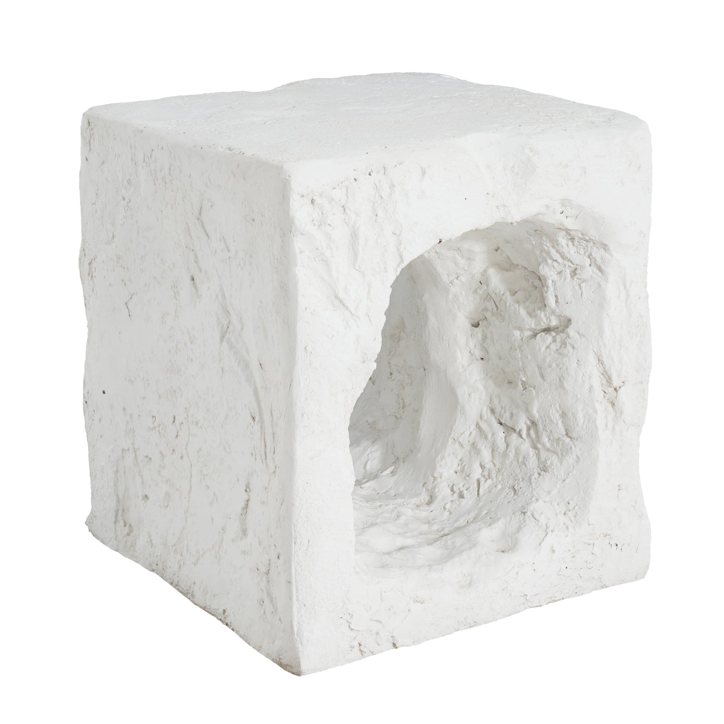 Outdoor Side Table Square MGO White Cave Texture 16.5x17.85in