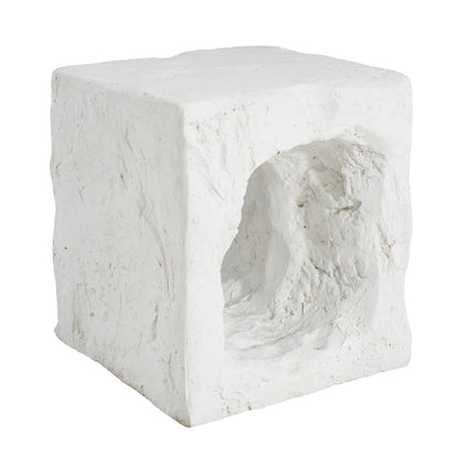Outdoor Side Table Square MGO White Cave Texture 16.5x17.85in