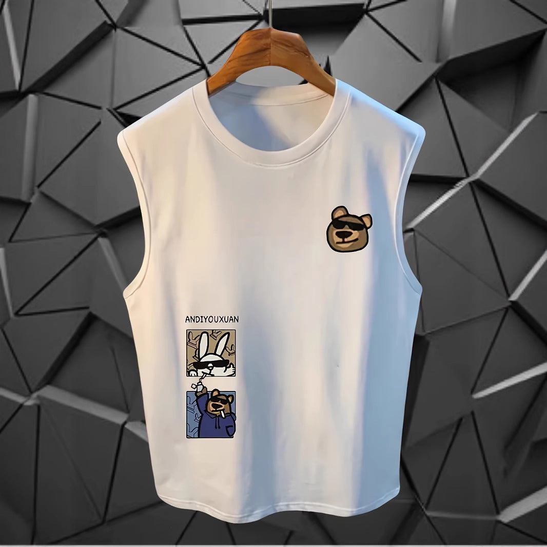 Fashionable Mens Sleeveless Printed Top