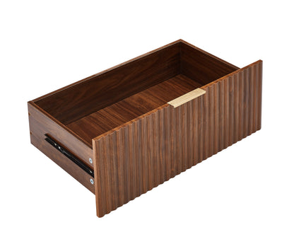 Dresser Modern 6-Drawer Walnut MDF Wave Texture 55.1x15.75x31.5 In 150 LB