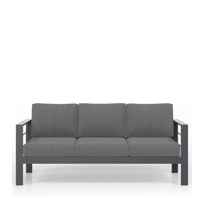 Outdoor Conversation Set 5 Seat Aluminum Gray Blue Cushion
