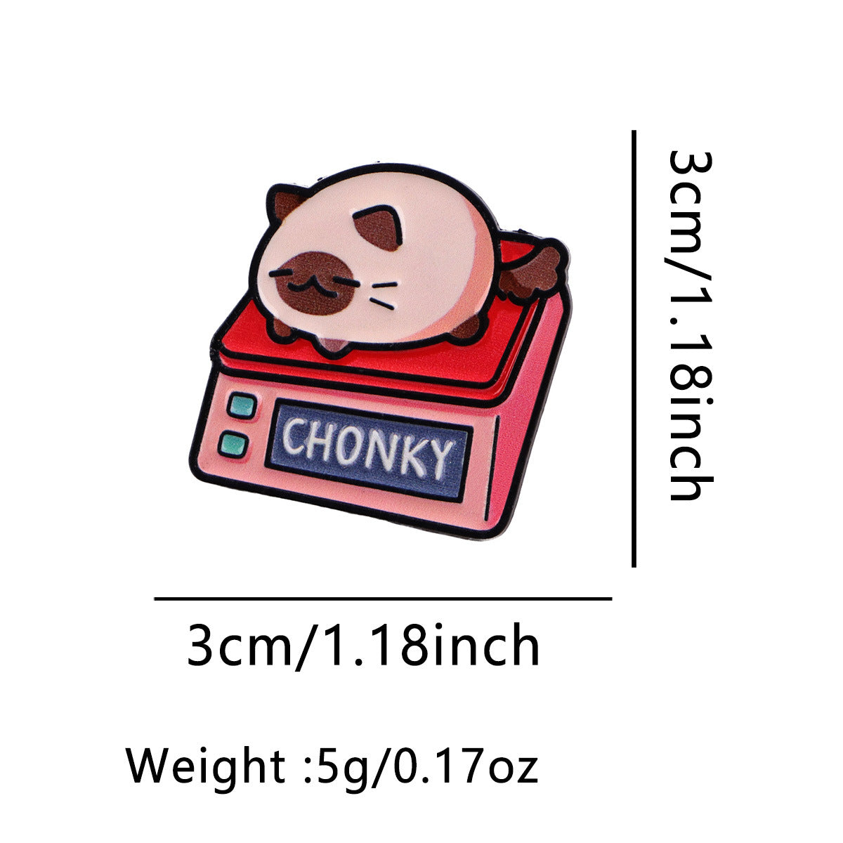 Cute Cartoon Weighing Cat Metal Brooch Minimalist Design