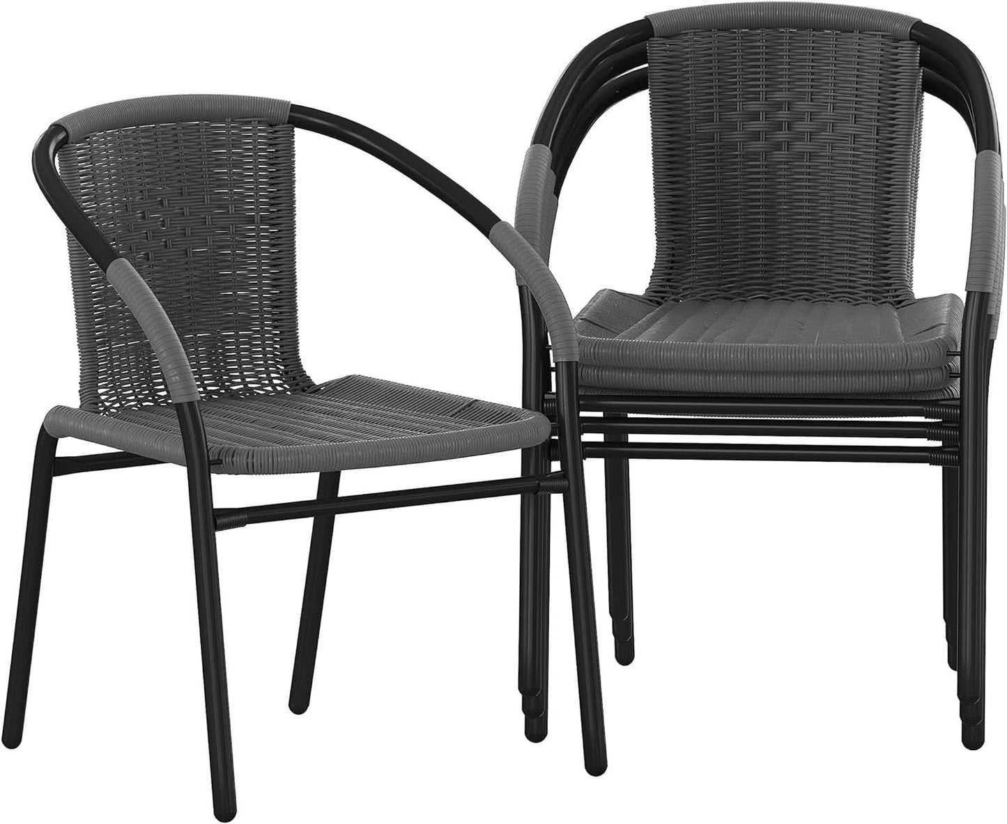 Modern Stackable Rattan Dining Chairs Set for Outdoor