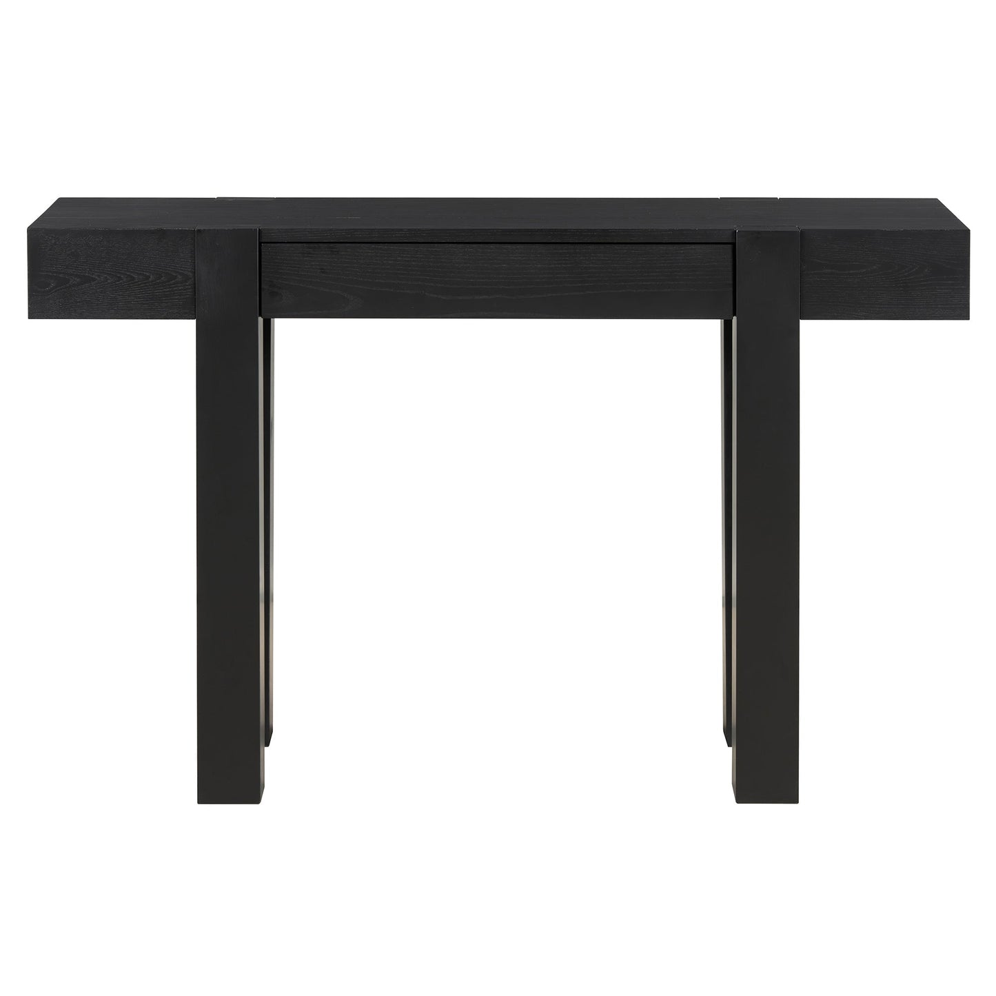 Rustic Console Table, Hidden Drawer, Side Power Outlet, Entryway Table, Black