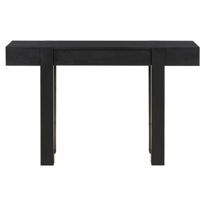 Rustic Console Table, Hidden Drawer, Side Power Outlet, Entryway Table, Black