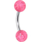 16G 1/4 Steel Acrylic Glitter Pink Curved Barbell