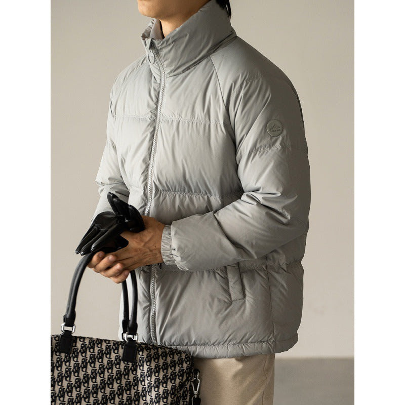 Windproof And Warm White High Neck Down Jacket Casual Outerwear