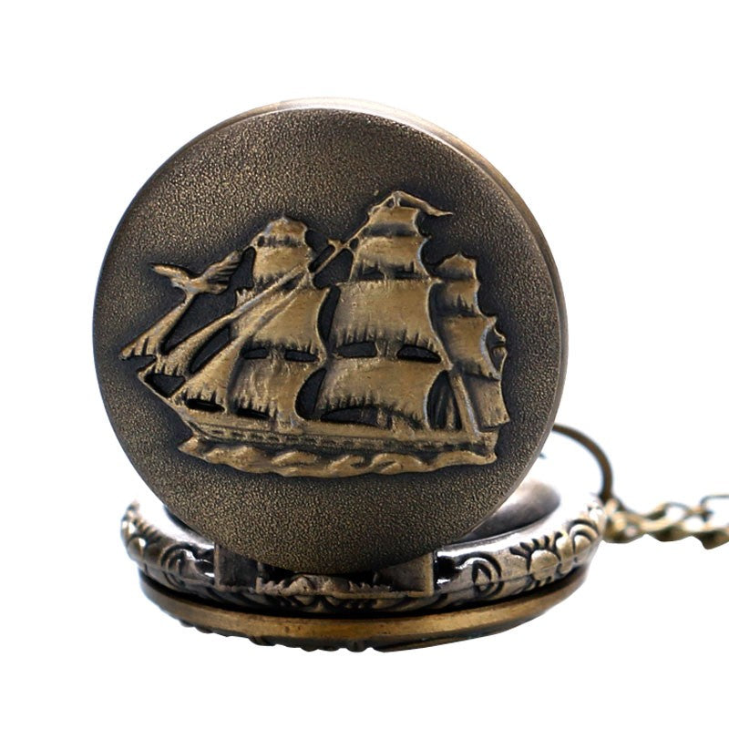 Sailboat quartz pocket watch