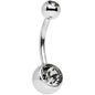Black Misted Double Gem Belly Ring Created with Crystals