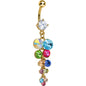 Multi Gem Gold Heavenly Drops Dangle Belly Ring