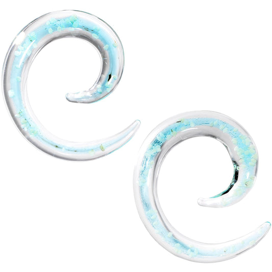 4G Aqua Sky Glow in the Dark Glass Spiral Taper Set