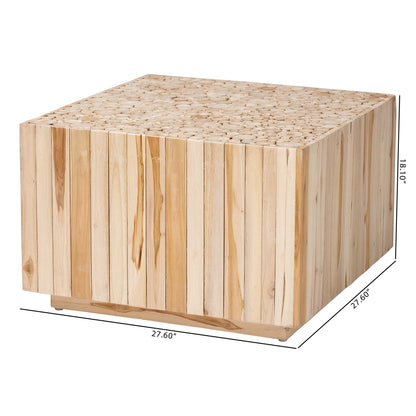 Bohemian Natural Teak Wood Coffee Table with Unique Repurposed Wood Logs