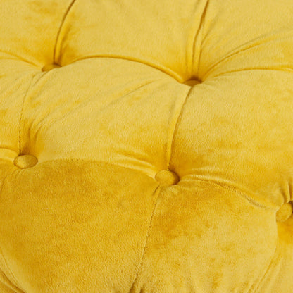 Yellow Modern Velvet Upholstered Ottoman Small Cube 18.11x18.11x18.9