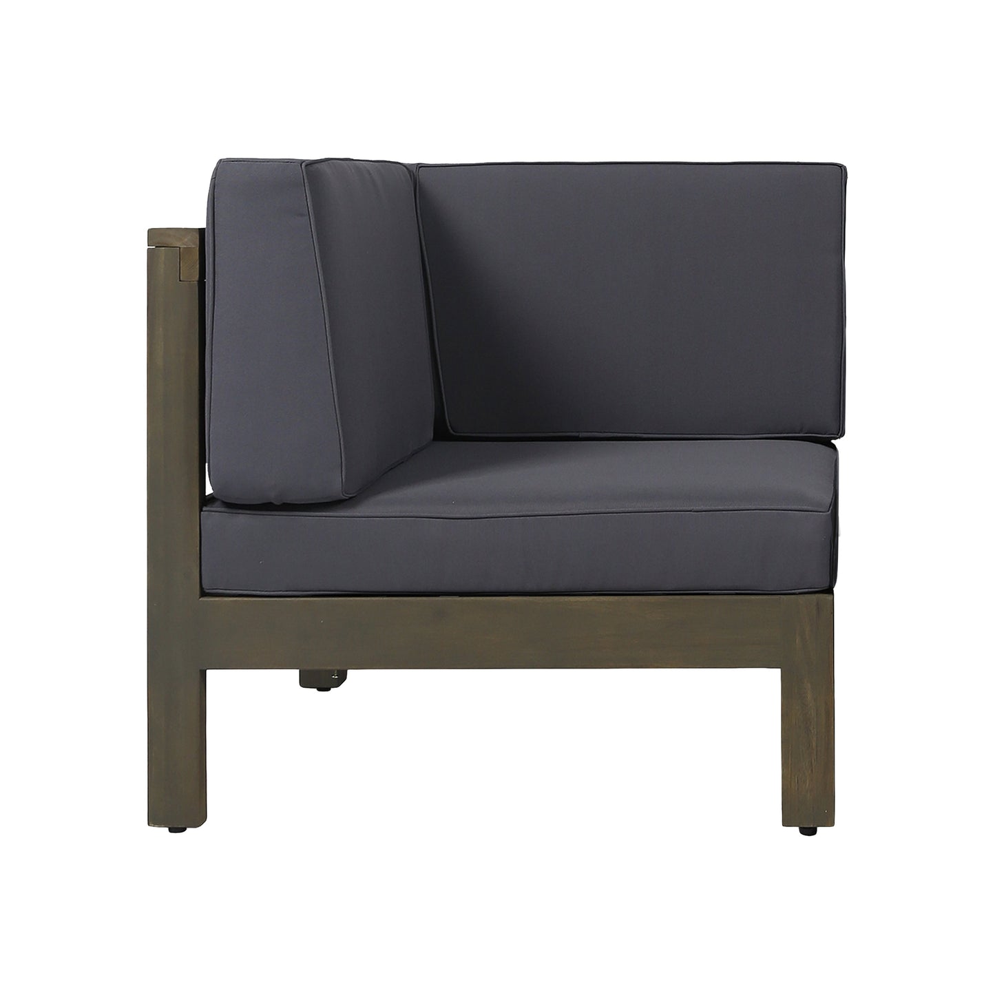 Contemporary 3-Piece Sofa Set with Water Resistant Cushions, Dark Grey, Acacia Wood Frame