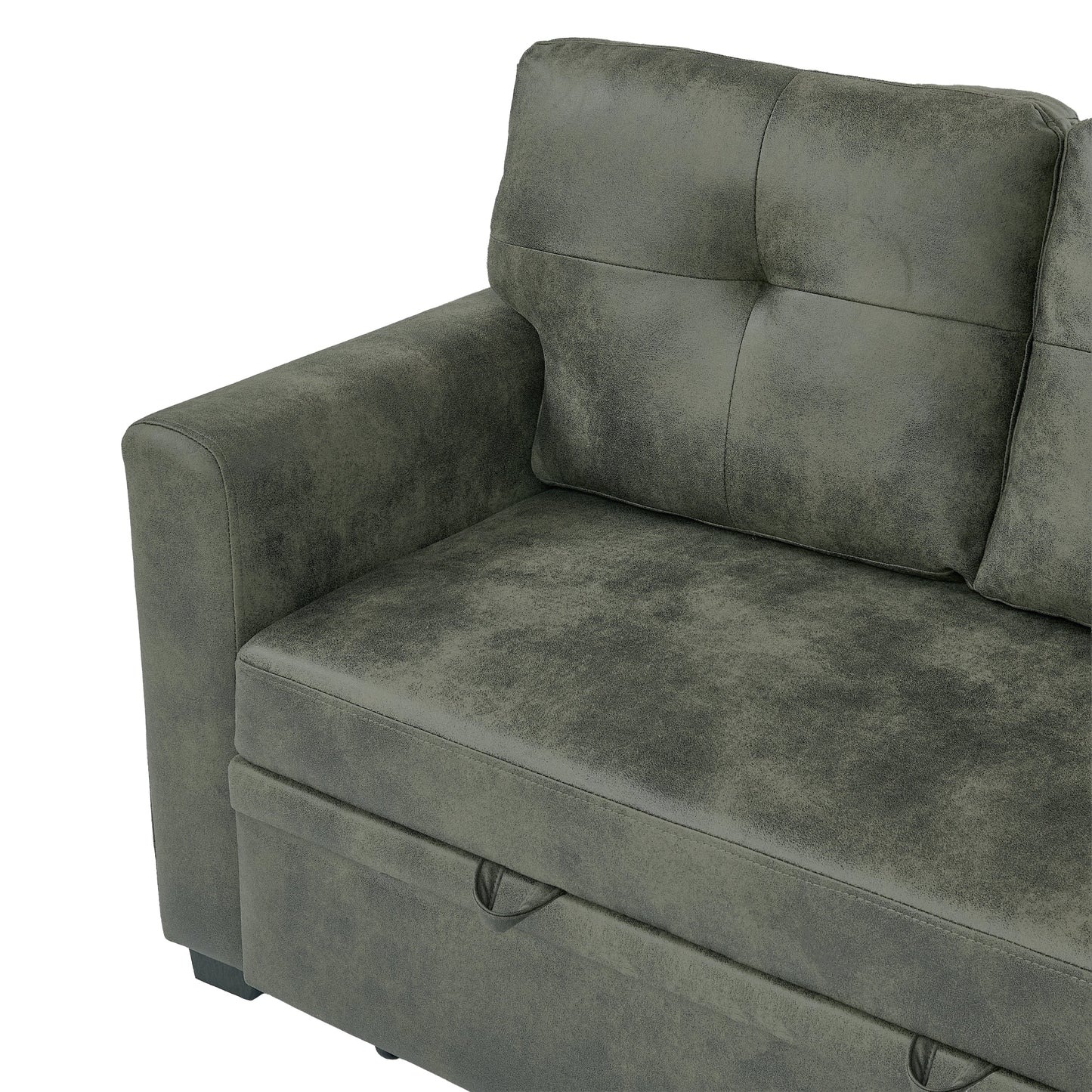 Sectional Sofa L-Shape Olive Green Sleeper 71