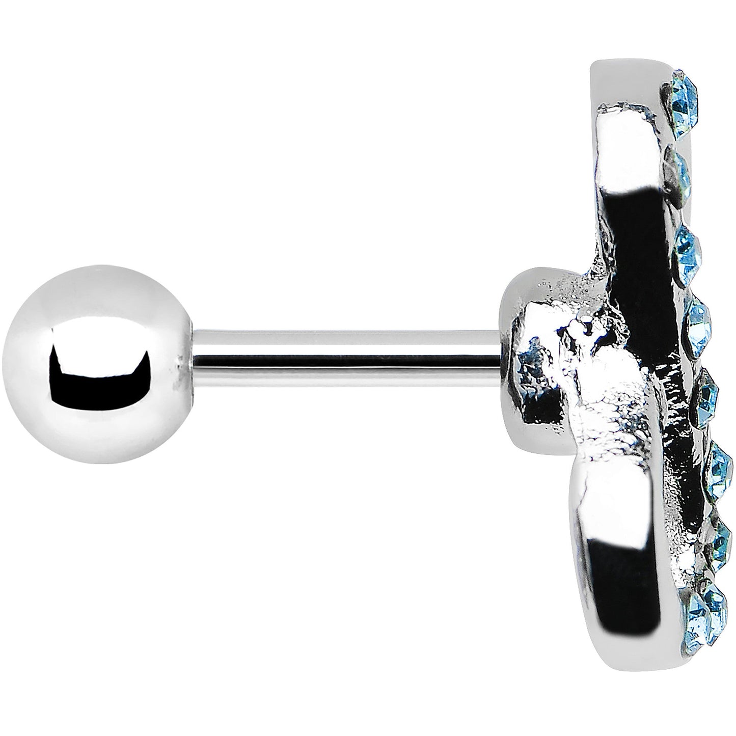 16G 1/4 Aqua Gem Silver Tone Infinity Symbol Tragus Cartilage Earring