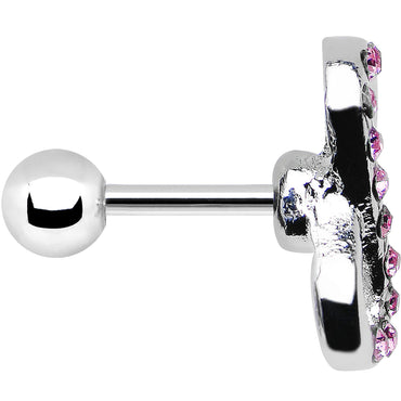 16G 1/4 Pink Gem Silver Tone Infinity Symbol Tragus Cartilage Earring