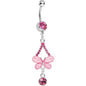 Pink Gem Heavenly Butterfly Double Drop Belly Ring