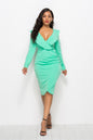 Sexy V-neck Ruffled Long-sleeve Hip Dress Women Girl Fashion