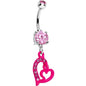 Pink Gem Neon Melded Mini Heart Dangle Belly Ring