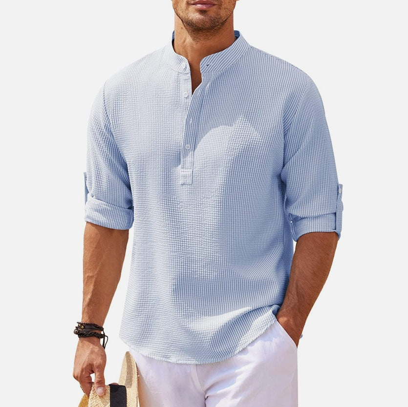 Mens Cuffed Button Down Collar Shirt