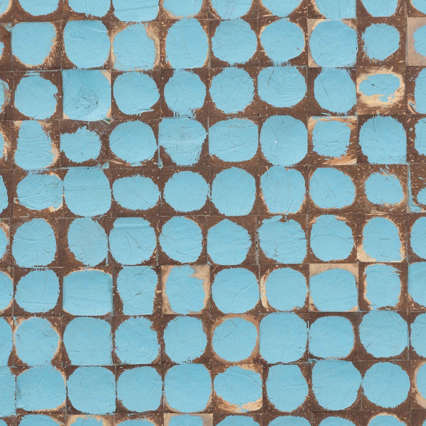 Bohemian Sky Blue Coconut Shell and Acacia Wood End Table